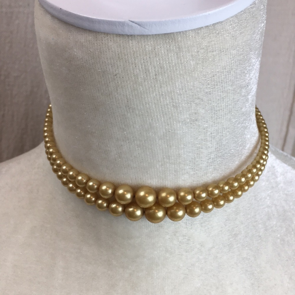 Vintage double strand faux pearl Choker necklace
